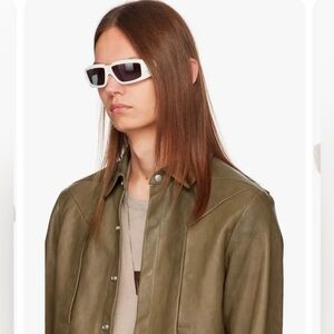 Rick Owens Cream Temple / Black Lens Sunglasses - 5715-140